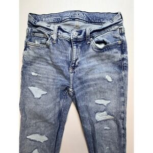 Arizona Jean Co Womens Size 5 Blue Extreme‎ Low Rise Y2K Flare Jeans Distressed